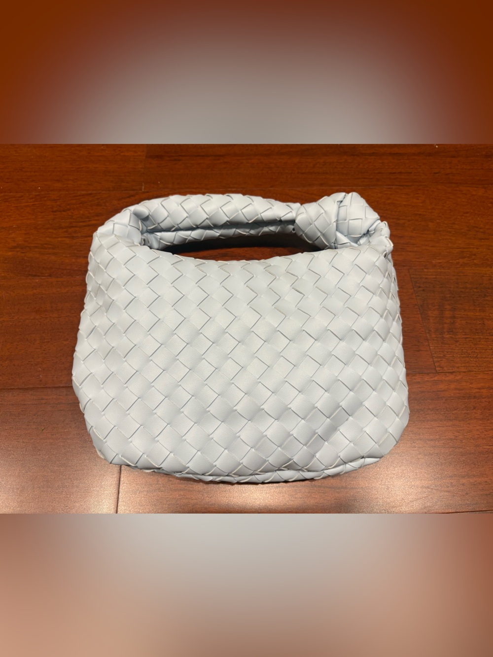 Light Blue Woven Top Handle Clutch Bag - Picture 2 of 3